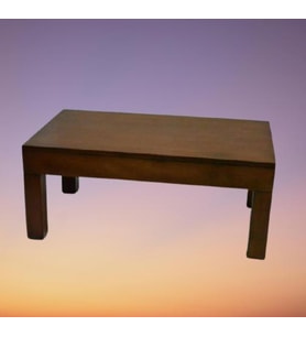 Orta Sehpa 17782 Klasik Model Ahşap Kutu Küt Ayak MDF Ceviz Natüre Tabla El Yapım (Krem)