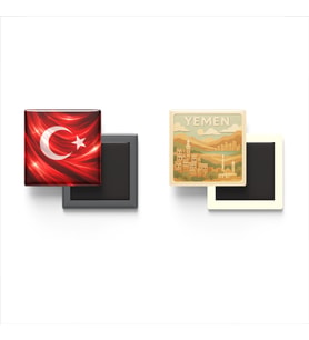 Buzdolap Magnetleri - Yemen Bayrağı ve Türk Bayrağı - 2'li Set Magneti