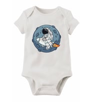 Unisex Bebek Beyaz Organik Baskılı Pamuklu Body