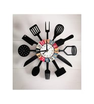 bilge Tasarım KİTCHEN ( MUTFAK) Favori SİYAH Duvar Saati 40 x 40 CM