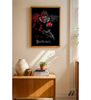 Death Note Ryuk Anime Poster, Ahşap Çerçeveli Duvar Tablosu - Anime Severlere Özel
