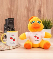 Kişiye Özel Sevimli Domatesler Peluş Civciv ve Sarı Kupa
