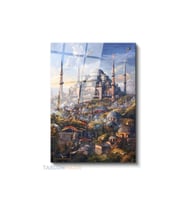 Dikey Cam Tablo Salon Duvar Tablosu Dikey Cam Ayasofya Yeni Ev Hediyesi Ofis Tablosu