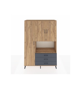 Hyperion Dolap 6 Raflı 3 Çekmeceli 3 Kapaklı 132x44x195 Çam-Çam/Antrasit
