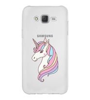 Samsung Galaxy J7 Kapak Unicorn Tasarımlı Şeffaf Silikon Kılıf