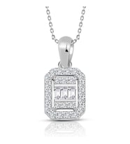 0.30 Ct. Baget Pırlanta Kare Tektaş Kolye