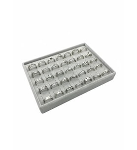 Süet Kumaş Gri Renk 24/17 Cm Batırmalı Yüzük Küpe Tablası