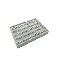 Süet Kumaş Gri Renk 24/17 Cm Batırmalı Yüzük Küpe Tablası