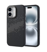 Lexroo iPhone 16 Kılıf M-safe Şarj Özellikli Karbon Fiber Tasarımlı Vave Kılıf - Gri