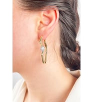 Asimetrik Zirkon Taşlı Küpe - Gold