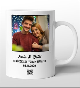 Kişiye Özel QR Kodlu Fotoğraflı Kupa Bardak