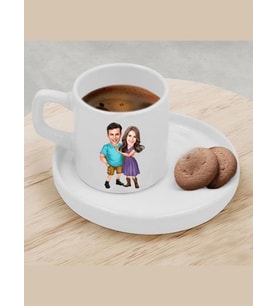 Kişiye Özel Türk Kahvesi Fincanı Karikatür Sevgili Fincanı 4