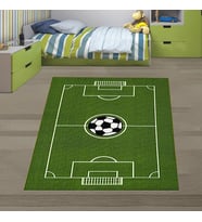 Futbol Sahası Futbol Topu Desen Dijital Baskı Yıkanabilir Kaymaz Taban Çocuk Odası Halısı (Yeşil)