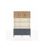 Arges Dolap 8 Raflı 4 Çekmeceli 3 Kapaklı 132x30x195 Aytaşı-Çam/Antrasit