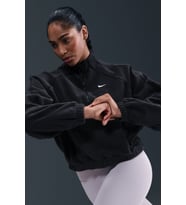 Nike One Oversize Therma-Fit Half Zip Womens Sweatshirt Bol Kesim Yarım Fermuar Dik Yaka Polar Kadın Sweatshirt Siyah