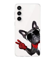 PrintiFy Galaxy S24 Fe ile Uyumlu Köpek 2 Kamera Korumalı Şeffaf Kılıf