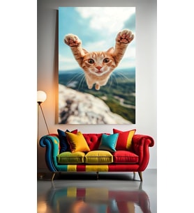 UÇAN KEDİ V1 Ev Duvar Salon Güzellik Salonu Ofis Dükkan Dekarasyon Kanvas Tablo (Çok Renkli)