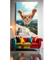 UÇAN KEDİ V1 Ev Duvar Salon Güzellik Salonu Ofis Dükkan Dekarasyon Kanvas Tablo (Çok Renkli)