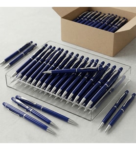 BK Kurumsal Promosyon 1022 Metal Lacivert Touchpen Kalem(10 Adet) – Lazer Baskılı Logolu Tükenmez Kalem
