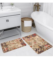 Rovigo Home Dijital Baskılı 2'li Banyo paspas Takımı RVG5168 (Bej)