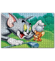 Cakapuzzle Tom Ve Jerry Golf Sahası  Puzzle Yapboz MDF (Ahşap) (120 Parça)