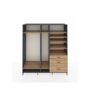 Kronos Dolap 9 Raflı 3 Çekmeceli 3 Askılı 220x59x243 Antrasit-Çam/Çam