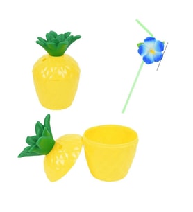 Ananas Hawaii Luau Aloha Pipetli İçecek Kabı Bardak 10x13 cm 1 Adet