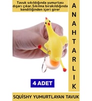 Eğlenceli Hediyelik Komik Stres Giderici Duyusal Uyarıcı Squishy Yumurtlayan Tavuk Anahtarlık 4 Adet