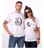 Tshirthane I Love You To The Moon Funny Sevgili Kombinleri Tshirt Kombini (Tek Ürün Fiyatıdır.)