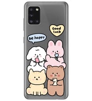 Samsung Galaxy A31 Uyumlu Sevimli Ayıcıklar Desenli Şeffaf Telefon Kılıfı