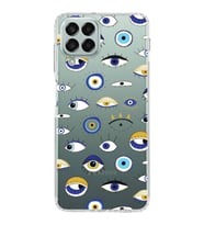PrintiFy Samsung Galaxy M33 ile Uyumlu 1mm Slim Fit Nazar Boncuğu 2 Baskılı Şeffaf  Kılıf