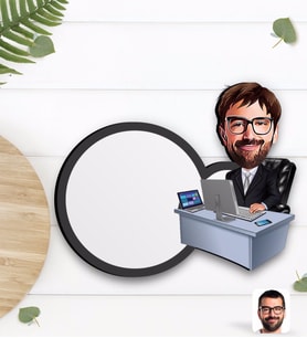 BK Gift Kişiye Özel Erkek Genel Müdür Karikatürlü Ahşap Bardak Altlığı-1