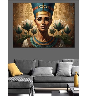 Antik Mısır Kraliçesi Nefertiti Portresi Dekoratif Kanvas - Mdf Ahşap Tablo