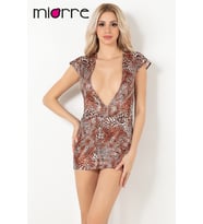 Miorre Göğüs Dekolteli Mini Elbise (Leopar)