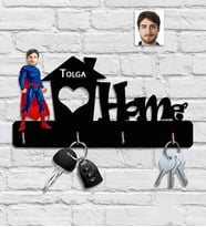 Kişiye Özel Karikatür Baskılı Ahşap Anahtarlık Superman-1 25x15 cm