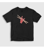 Presmono Unisex Çocuk Siyah Rock Drums Bateri T-Shirt 372622tt