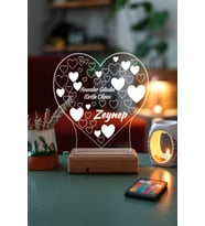 Anneler Günü Hediye Kalp 3D 16 Renk Dekoratif Led Lamba