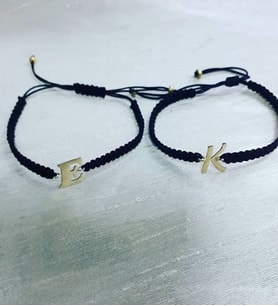 Sevgiliye Çift Harf  Makrome 925 K Gümüş Bileklik