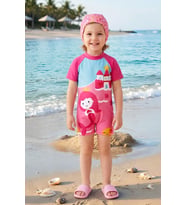 Kız Çocuk Tulum Tarz Boneli Mayo Takımı (Mayo+Bone) 2-8 Yaş 12677N MODANINO