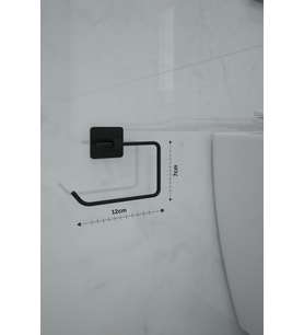 Jasmin Kare Siyah Yapışkanlı 4'Lü Banyo Seti - Kağıtlık, Solo Havluluk, Kare Havluluk, Uzun Havluluk