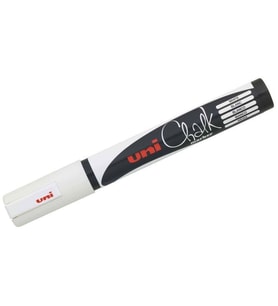 Uni Chalk 1.8-2.5 mm Yuvarlak Uç Su Bazlı Sıvı Tebeşir Kalemi Beyaz 