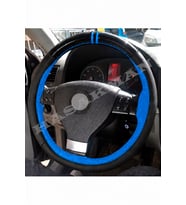 Vw Golf 5 Dikme Direksiyon Kılıfı Parlak Siyah Mavi Detaylı Mavi Çift Yüzük ve Dikiş 2003-2008