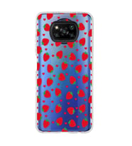 Poco X3 PRO / X3 NFC Uyumlu Çilek ve Kalpler Tasarımlı Şeffaf Telefon Kılıfı