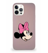 Apple iPhone 12 Pro Max Soft Premier Kapak Minnie Mouse-A Tasarımlı Silikon Kılıf - Pudra (Şeffaf)