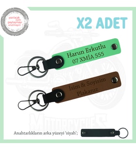 Tarz Sahibi Şöförler İçin, İsim Ve Plaka Yazılı Hediyelik 2'li Anahtarlık Set, Kahve-F Yeşil-Syh