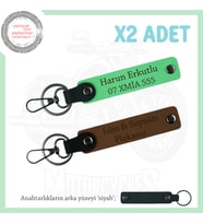 Tarz Sahibi Şöförler İçin, İsim Ve Plaka Yazılı Hediyelik 2'li Anahtarlık Set, Kahve-F Yeşil-Syh