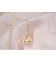 Lotus Çiçeği Kolye, Lotus Charm Kolye, Boho Kolye, Yoga Kolye
