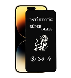 Apple Uyumlu   iPhone 14 Pro Anti Static Toz Tutmaz Çerçeveli Ekran Koruyucu Cam
