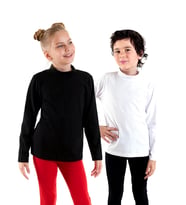 Siyah ve Beyaz Unisex Çocuk 2'li Paket Boğazlı T-shirt (Çok Renkli)