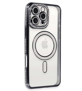 iPhone 16 Pro Max Kılıf Joke Simli Magneticsafe Kılıf - Gri